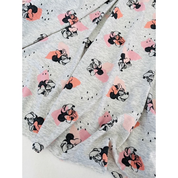 Vải thun cotton 2c hình mickey nền xám