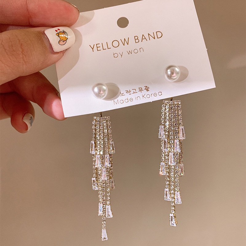 Bông Tai Tua Rua Dáng Dài Bằng Bạc 925 Đính Nơ Thời Trang Sang Trọng Cho Nữ