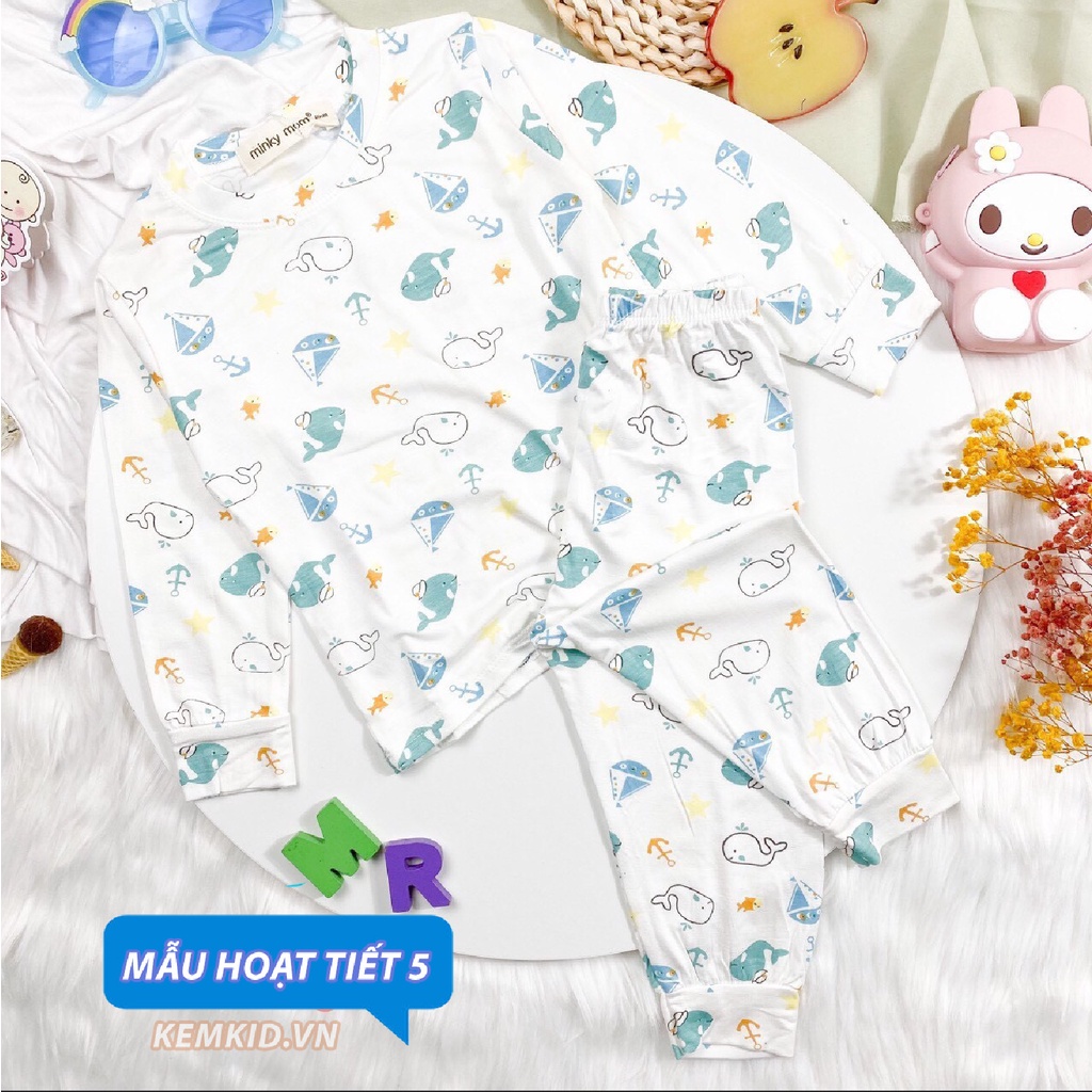 Bộ Minky Mom Dài Tay họa tiết Gấu và Khỉ dễ thương cho bé