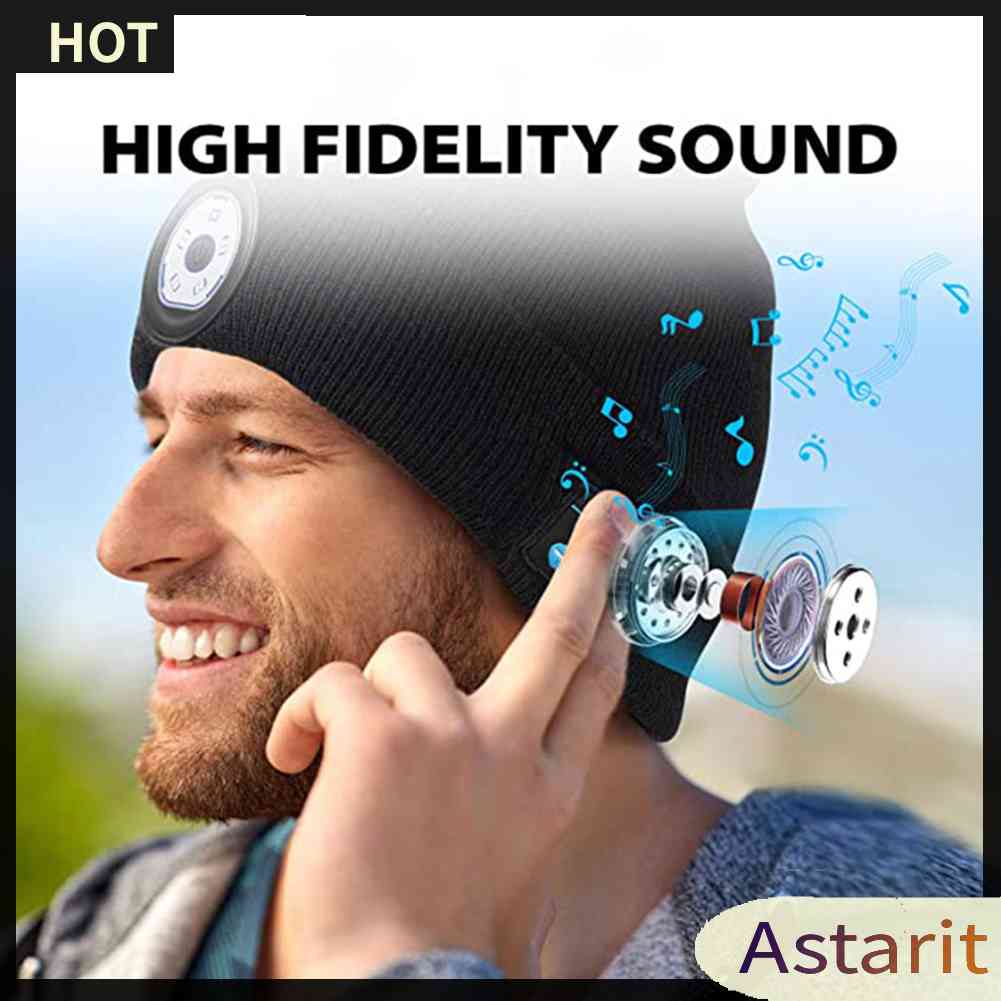 Mũ Len Beanie Phát Nhạc Bluetooth Không Dây Có Đèn LED Thông Minh