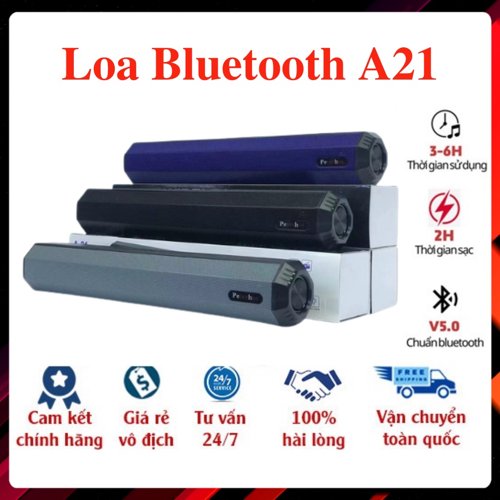 Loa bluetooth không dây kiểu dáng dài model A21, thiết kế đẹp tích hợp 2 loa cực đỉnh 2 màu - Bảo hành 6 Tháng