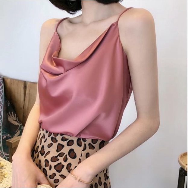 Áo hai dây nữ lụa satin kiểu cổ đổ hàn quốc đẹp dễ thương bigsize JANISA AK03 | BigBuy360 - bigbuy360.vn