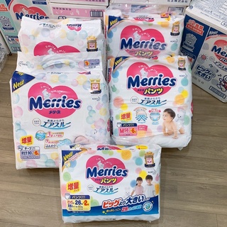 Bỉm/tã merries quần m58+6, l44+6,xl38+6, xxl26+2