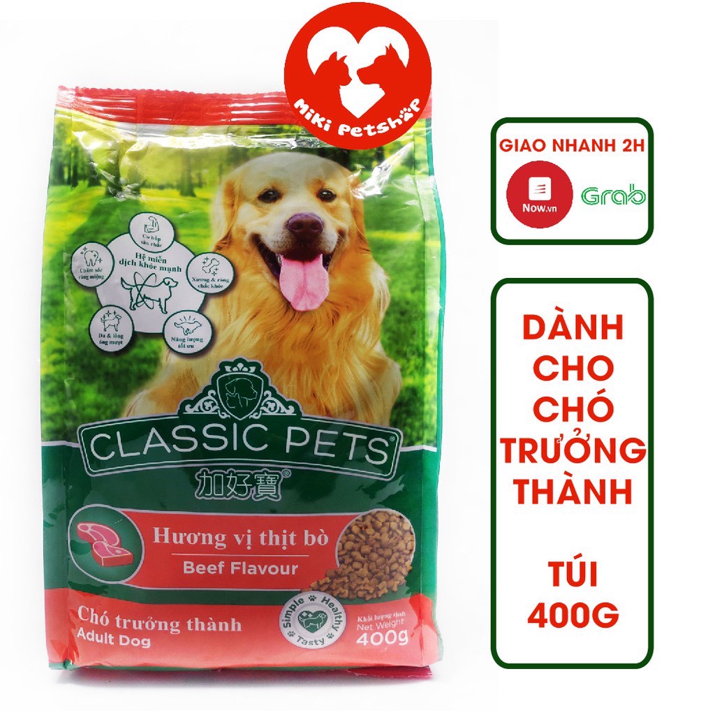 Thức Ăn Hạt Cho Chó Classic Pets 400g Vị Bò Cho Chó Lớn