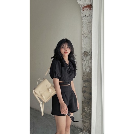 [SẴN] SƠ MI CROPTOP BUỘC EO ẢNH CHỤP THẬT