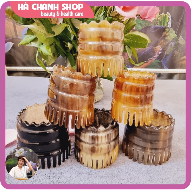 Lược Sừng Tròn Đẹp Massage Đầu Lược Sừng Răng To Gội Đầu Dưỡng Sinh Chải Tóc Mát Xa Dụng Cụ Spa Làm Đẹp