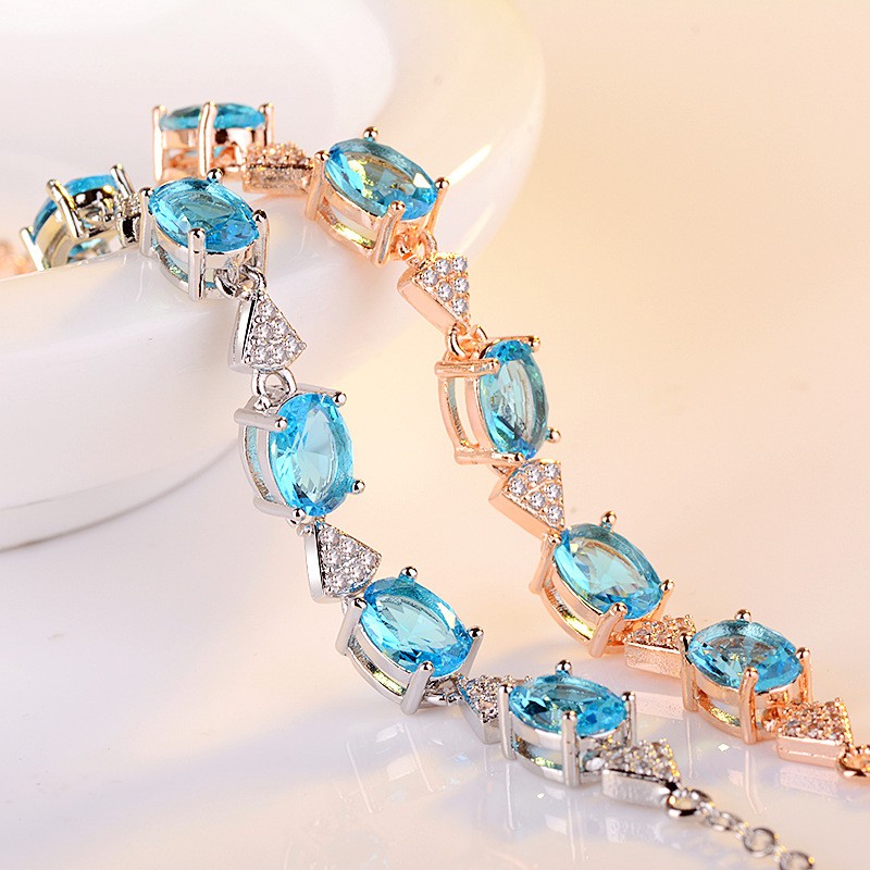 Vòng Tay Mạ Bạc Đính Đá Topaz Nhiều Màu Sắc