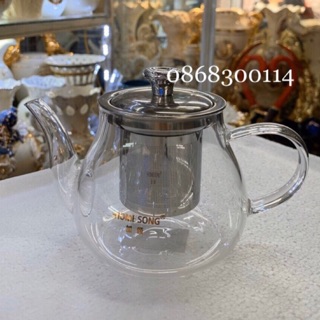 Ấm trà thuỷ tinh chịu nhiệt 400ml( có lõi lọc inox 304)
