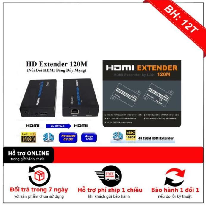 [BH12TH] Bộ nối dài HDMI bằng dây LAN 120m (HD EXTENDER 120M)