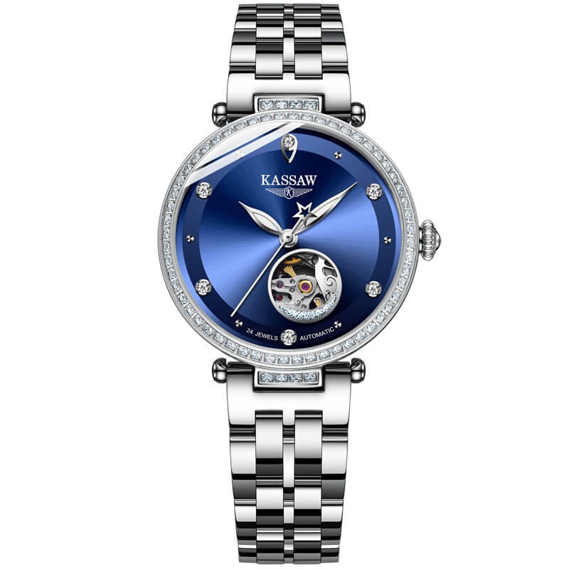 Đồng hồ nữ chính hãng KASSAW K888-2 Kính sapphire ,chống xước,Chống nước 50m ,BH 24 tháng,Máy cơ (Automatic) ,dây da xịn