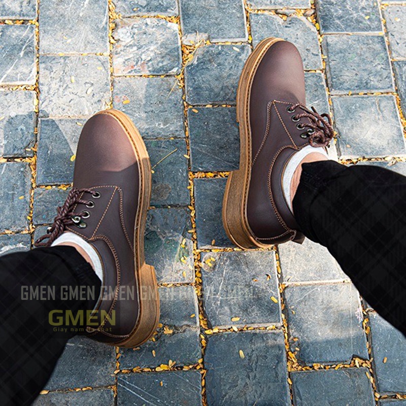 Giày da nam buộc dây cao cấp phong cách trẻ trung bảo hành 1 năm GM555