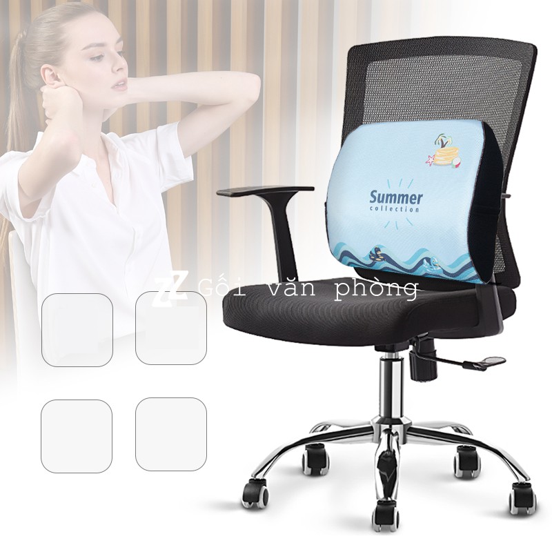 Gối tựa ghế văn phòng chống đau lưng vỏ lụa mát nhiều hình GTL-10