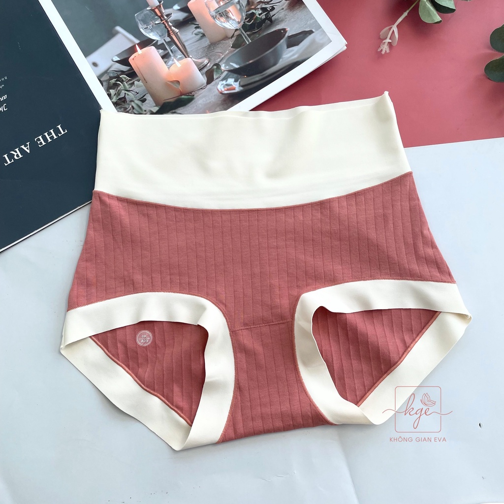Quần lót nữ cotton tăm cạp cao , quần lót gen bụng chất mềm ôm mông 48 - 54 kg C328