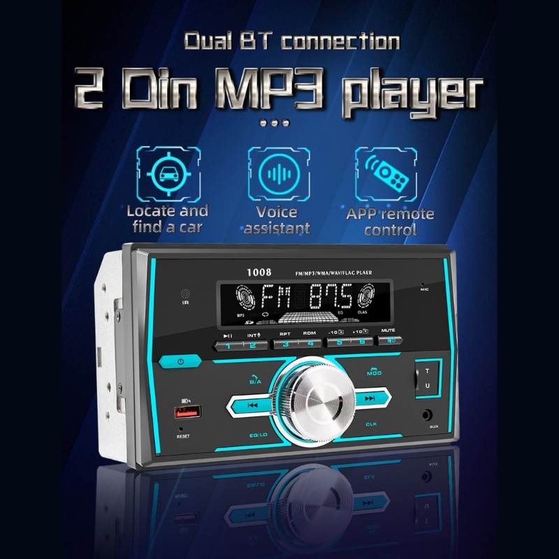 Usb AUX FM Bluetooth Hai Din Hỗ Trợ Điều Khiển App Cho Xe Hơi