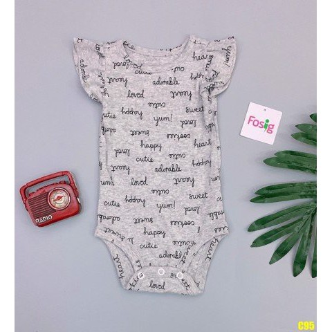 [Mã SKAMCLU8 giảm 10% cho đơn từ 100K] [5-13kg] Bodysuit Cánh Tiên Bé Gái - Xám Chữ Đen