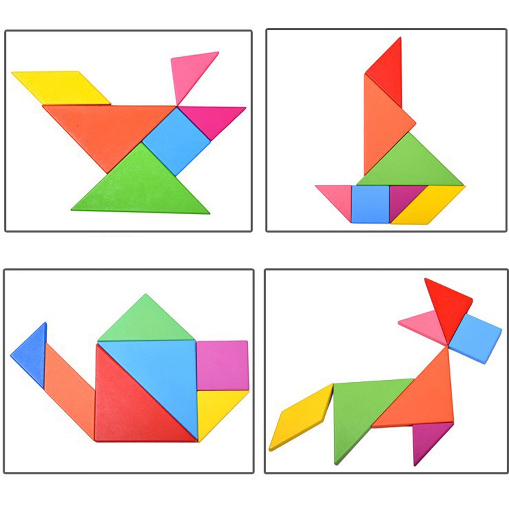 Xếp Hình Trí Uẩn TANGRAM BABO, Đồ chơi gỗ cho bé phát triển trì thông minh, sáng tạo hình ghép - BABO