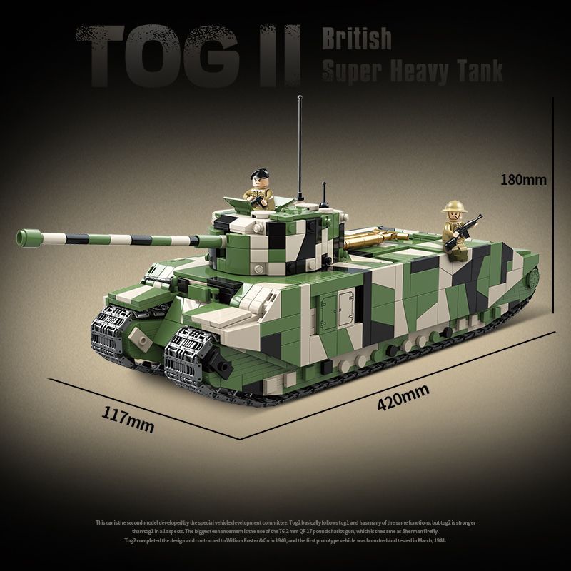 Đồ chơi giáo dục Lắp ráp Mô hình xe tăng Quan Guan 100241 TOG II British Super Heavy Tank