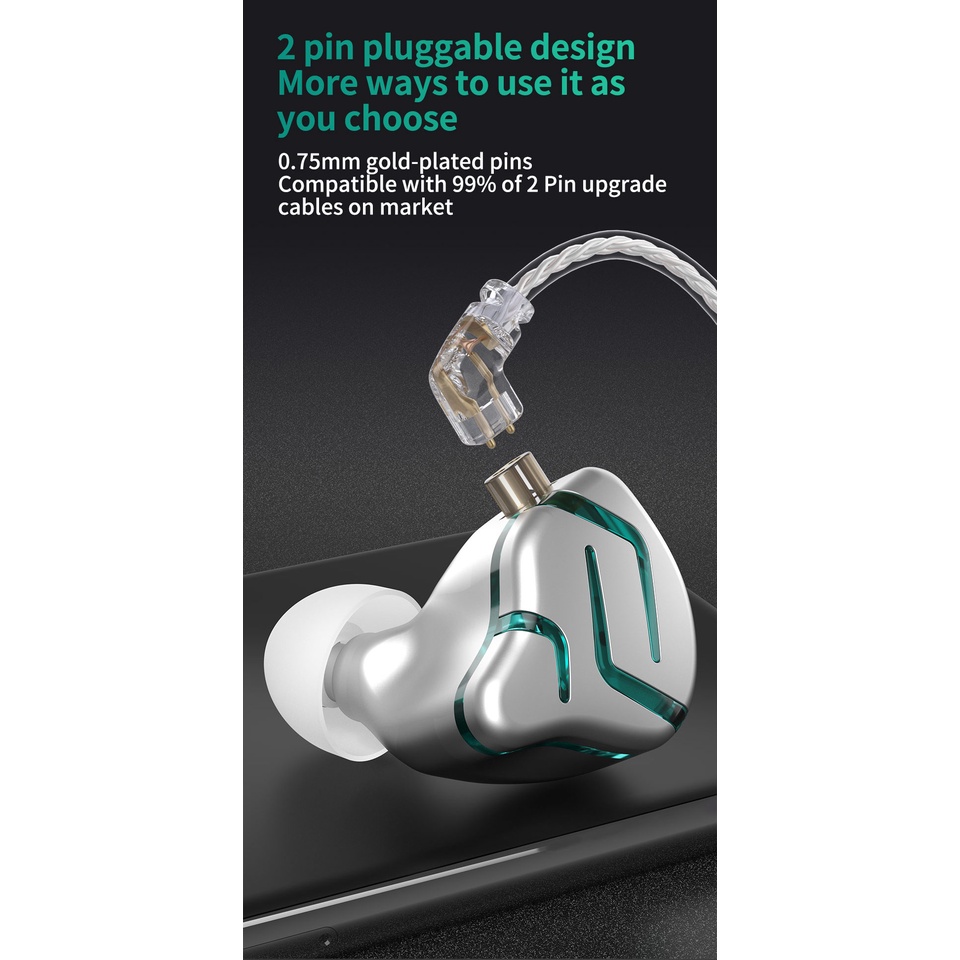 Tai nghe nhét tai KZ ZES nguyên âm tĩnh điện 12mm âm thanh hifi cao cấp khi chơi game