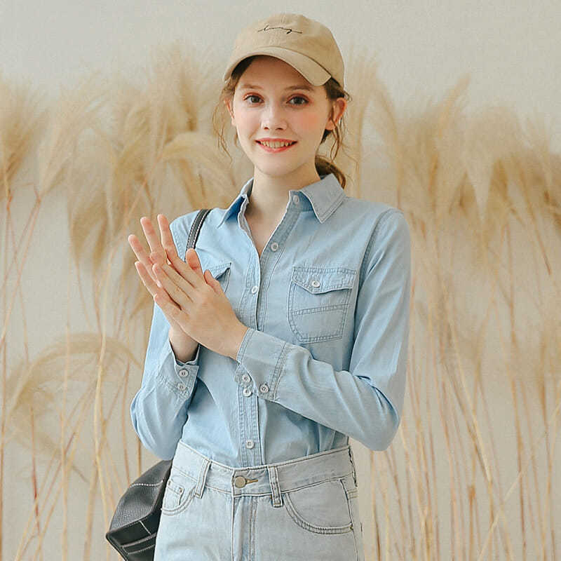 Áo Sơ Mi Denim Tay Dài Thời Trang Dành Cho Nữ