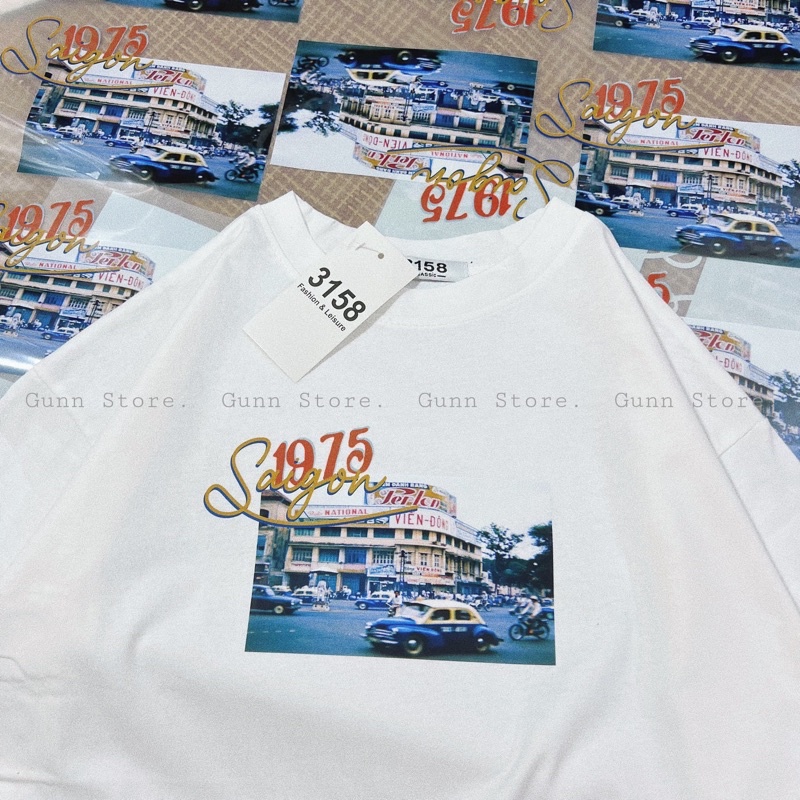 Áo Thun 3158 In Hình SAIGON 1975 Form Rộng Unisex Chất Cotton Khô Loại 1, Thoáng Mát, Thấm Hút Mồ Hôi - GUNN