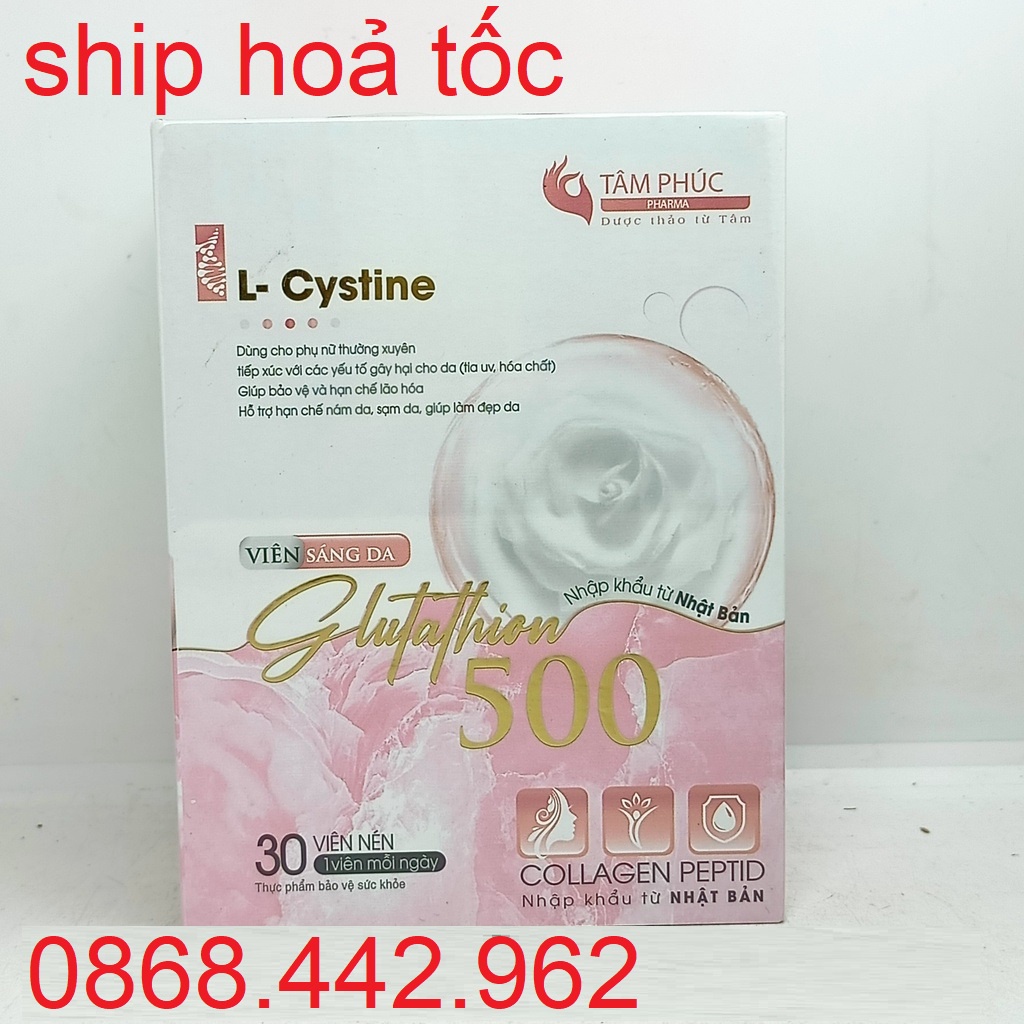 Viên sáng da Glutathion L – Cystine 500 nám tàn nhang, các vết sạm nám, chống lão hoá nhập khẩu từ Nhật Bản hộp 30 viên