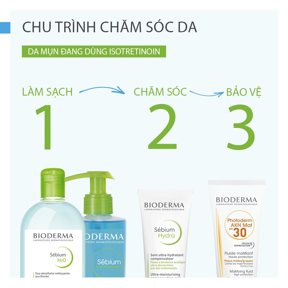 [HÀNG NHẬP KHẨU] Kem Dưỡng Cấp Ẩm, Dịu Da, Giảm Khô Căng, Bong Tróc, Phục Hồi Da Dầu Mụn Bioderma Sebium Hydra