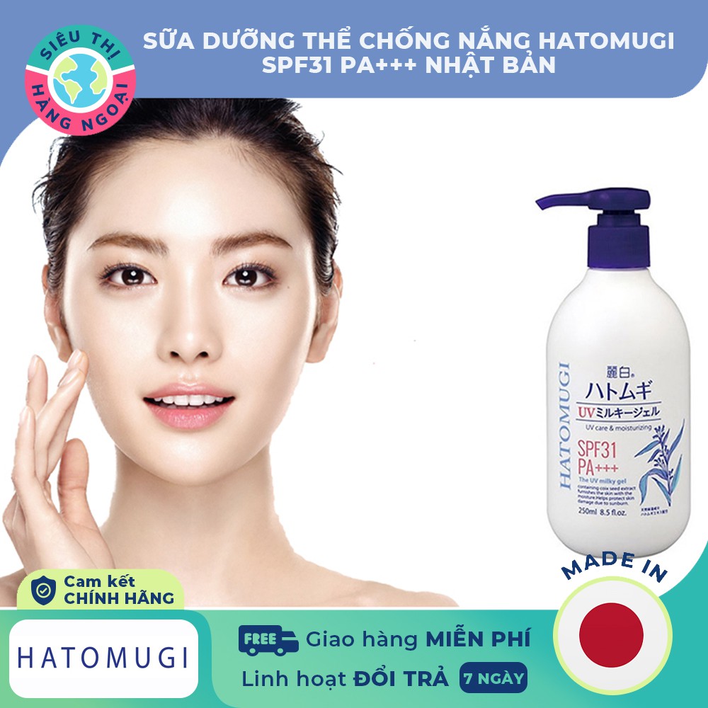 Sữa dưỡng thể chống nắng Hatomugi SPF31 PA+++[giúp chống lại tác hại của tia UV, ngăn ngừa nám, tàn nhang]