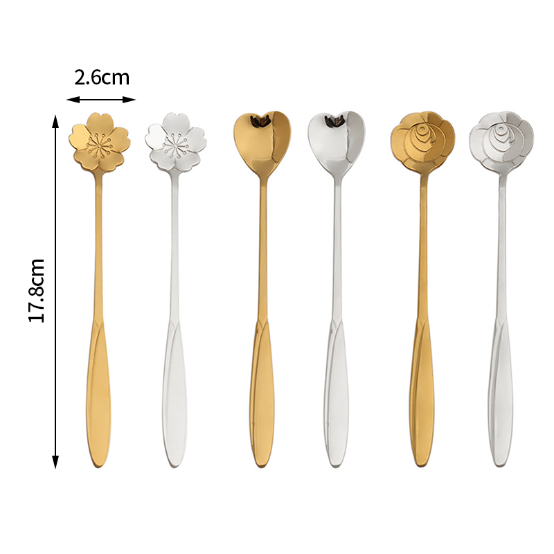 Thìa pha cafe/ chè/ ăn tráng miệng bằng kim loại hình hoa tinh tế thanh lịch