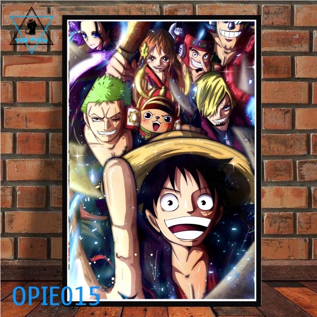 Tranh canvas đơn 1 bức có khung composite treo tường siêu đẹp - Tranh onepiece-luffy-zoro-law-kaido