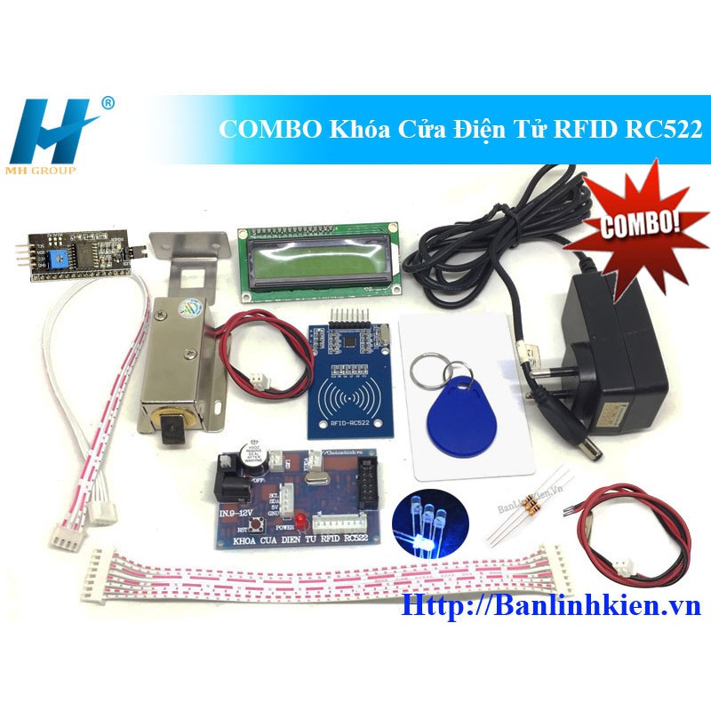 Combo khóa cửa điện tử RC522 kèm lcd và nguồn