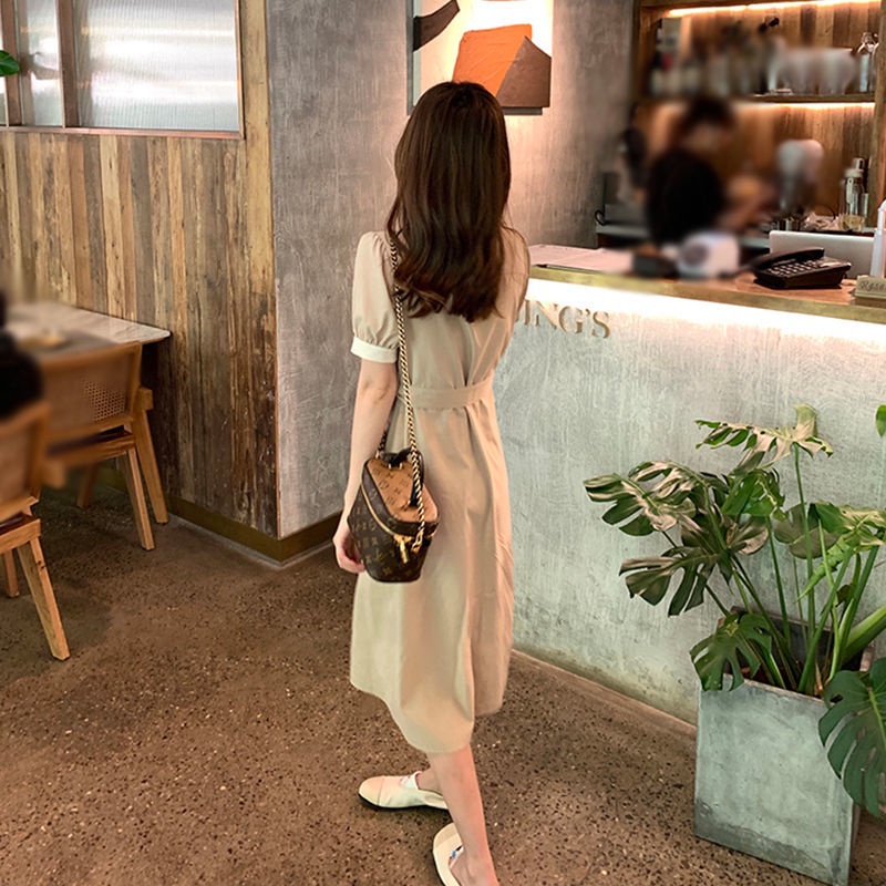 Đầm midi tay ngắn dáng dài thời trang mùa hè cho nữ Size S-3Xl