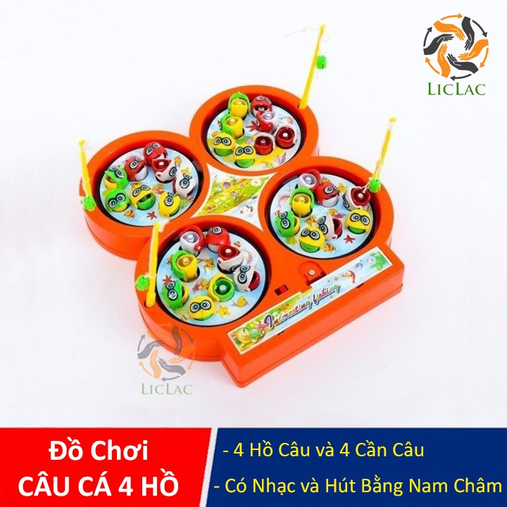 Bộ đồ chơi Câu Cá 4 Hồ có Nhạc và Hút Nam Châm, đồ chơi giải trí trong nhà an toàn cho bé - LICLAC