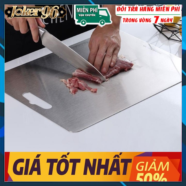 Thớt Inox 304 Cao Cấp Kháng Khuẩn Size 29x20cm - Chống Rỉ Sét - Không Sước Dăm - Không Mùn Gỗ + TẶNG KHĂN LAU Bếp 2 mặt