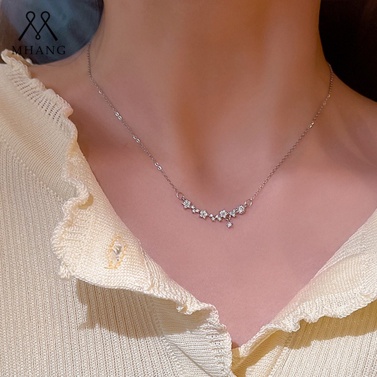 Vòng cổ Ngắn Mặt Hoa Kim Cương Mini Phong Cách Hàn Quốc Thời Trang Cho Nữ