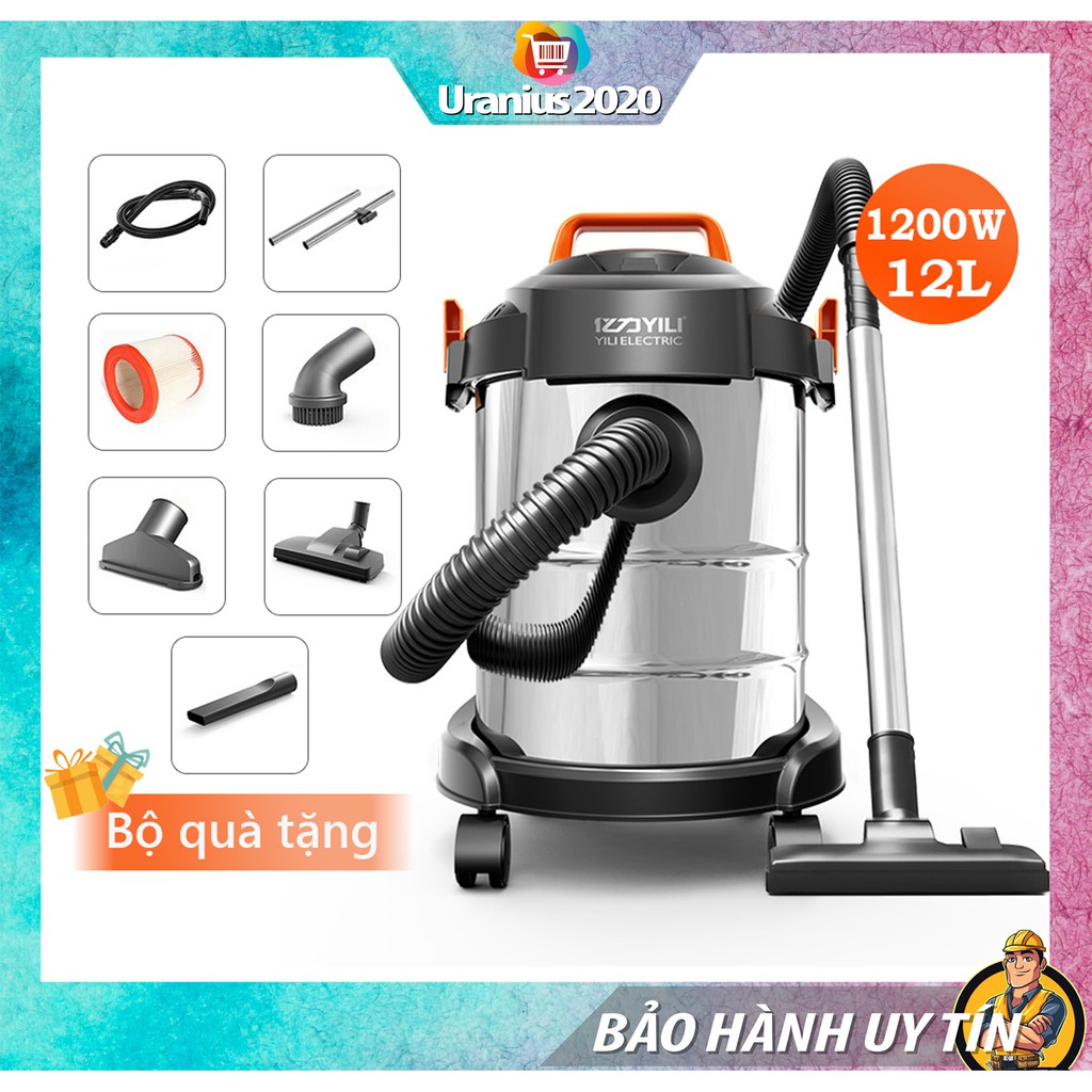 Máy hút bụi công nghiệp, Máy hút bụi YILI ELICTRIC cao cấp với công suất lên tới 1200W, chứa được 12L nước [BH 1 NĂM]