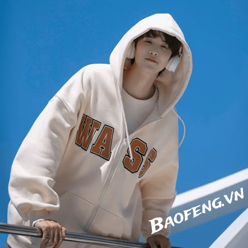 Áo hoodie Dài Tay Có Khóa Kéo In Chữ Thời Trang Cho Nam Nữ