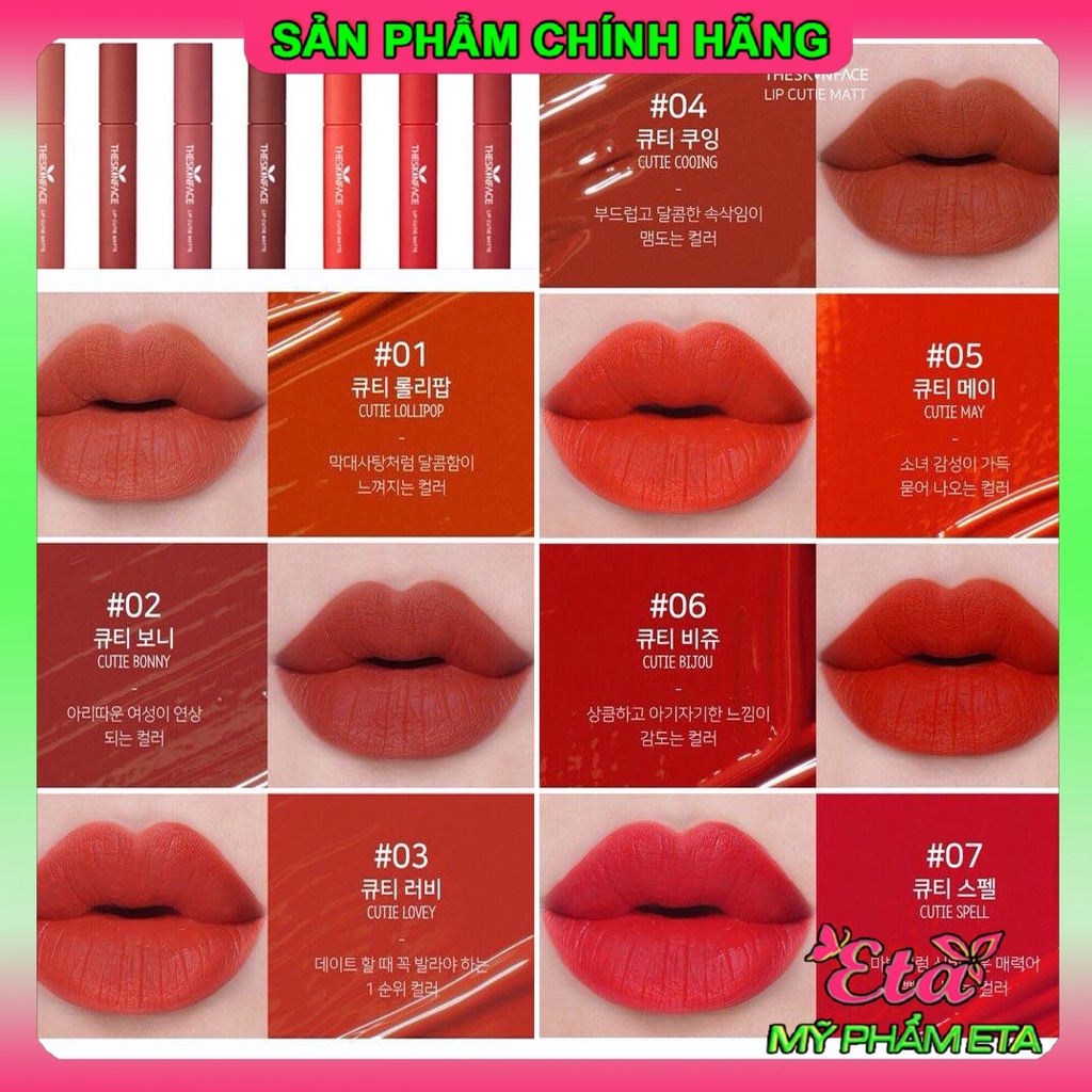Son thỏi THE SKIN FACE Bote Red Lipstick vỏ đỏ Hàn Quốc chuẩn màu 01-07