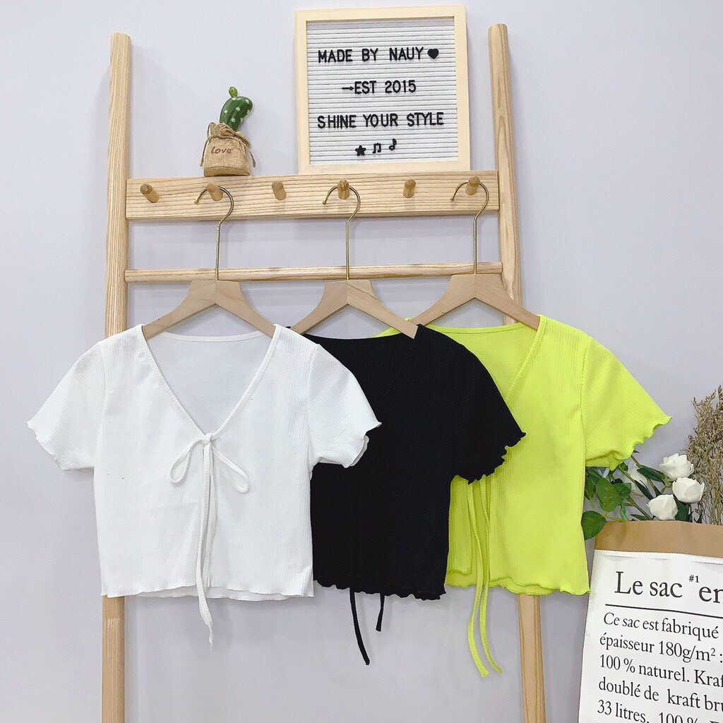 Áo Croptop ⭐ 𝑭𝑹𝑬𝑬 𝑺𝑯𝑰𝑷⭐ Áo Croptop Khoác Cột Day Tay Ngắn Phong Cách Cá Tính, Thời Trang Hàn Quốc CT41