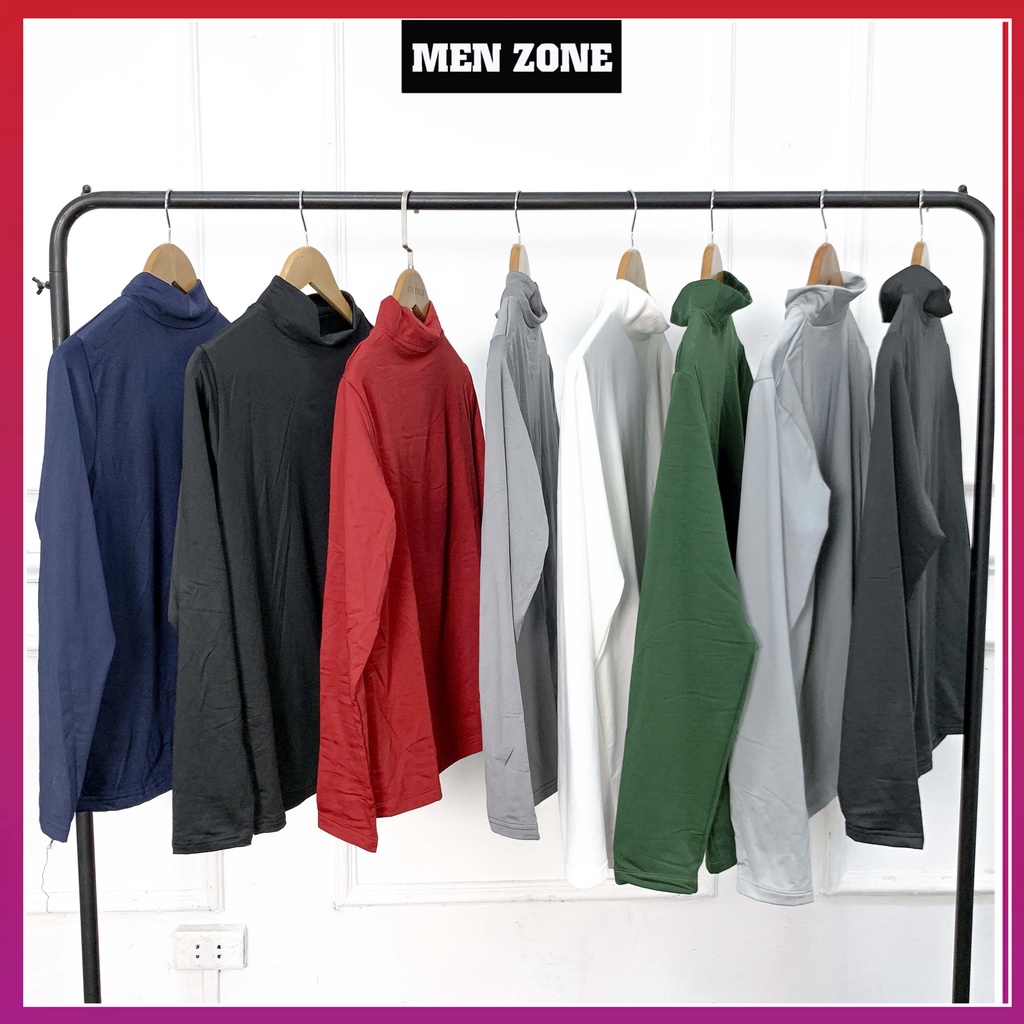 Áo Giữ Nhiệt Nam Lót Nỉ Cổ 5 Phân Siêu Ấm