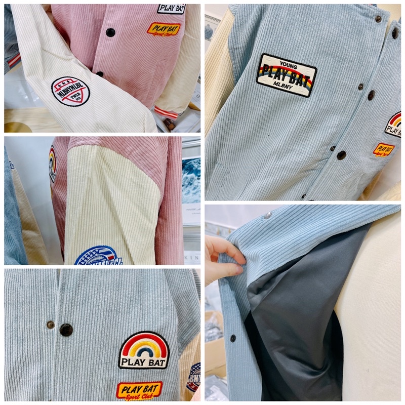 ÁO KHOÁC MLBNY BOMBER NHUNG TĂM LOGO - ÁO VARSITY NAM NỮ UNISEX - HÀNG CÓ SẴN