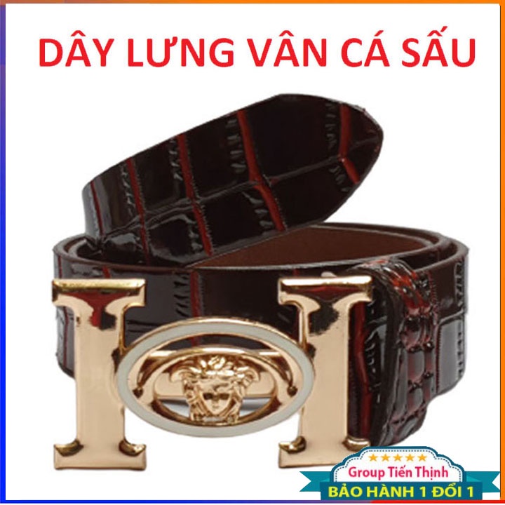 Dây lưng nam chữ H thời trang sang trọng, dây nịt lưng nam da vân cá sấu
