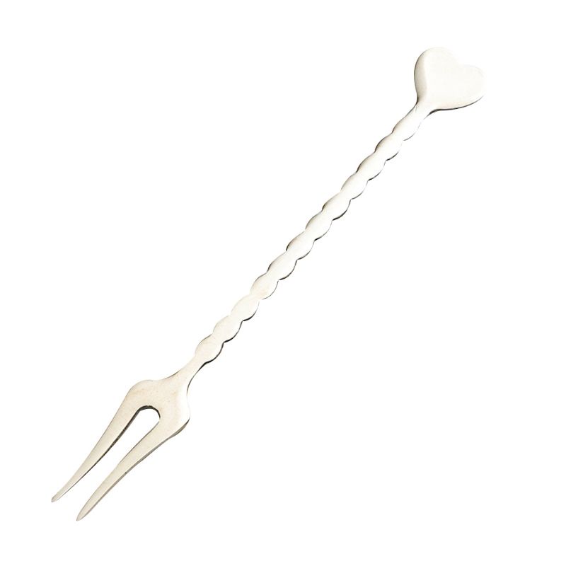 Nĩa Ăn Trái Cây Hai Đầu Bằng Thép Không Gỉ Phong Cách Bắc Âu Cổ Điển