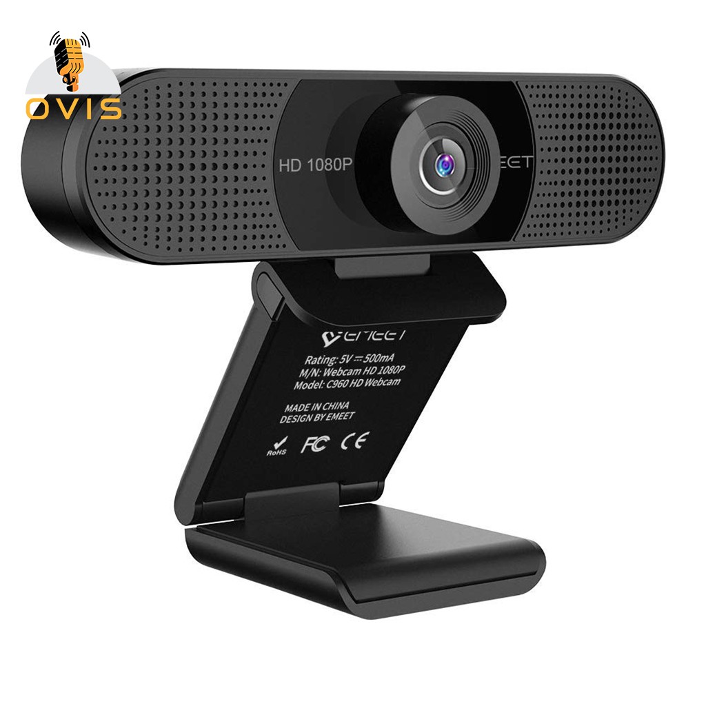Webcam họp trực tuyến góc siêu rộng, fullHD, tự động lấy nét, căn chỉnh độ sáng | Emeet C960
