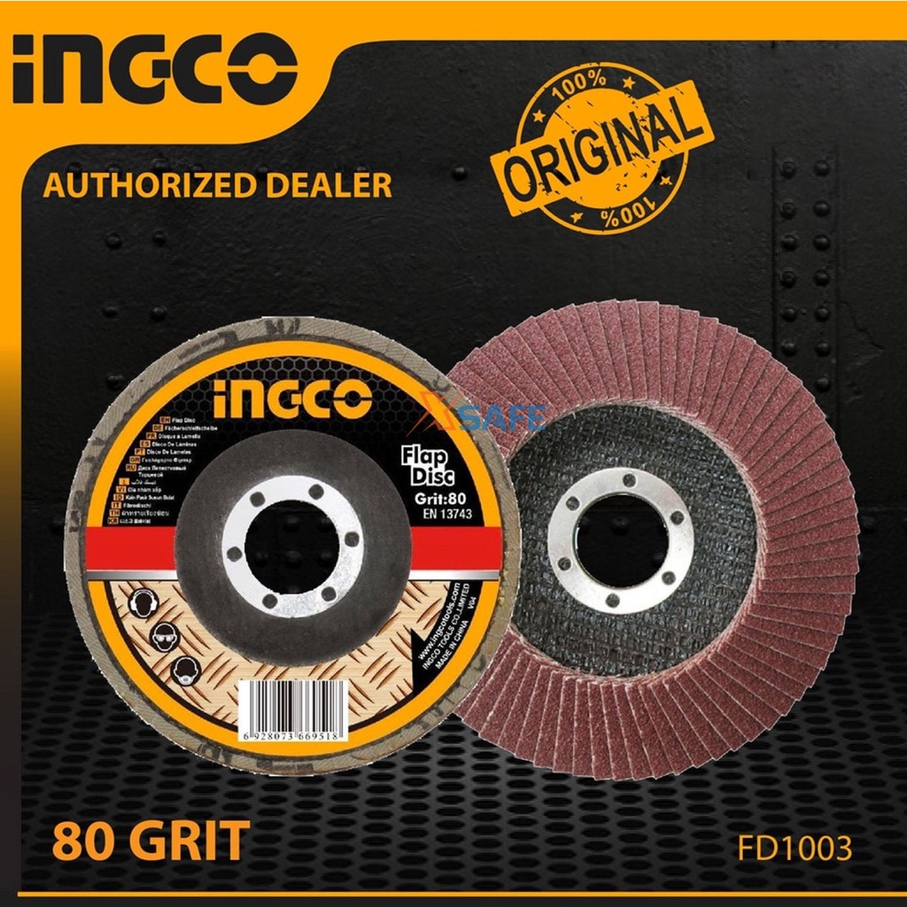 Nhám xếp INGCO FD1002 P60 Đĩa nhám xếp đánh bóng thép, gang, tấm thép Đóng gói bằng thẻ giấy chịu nhiệt, chịu lực