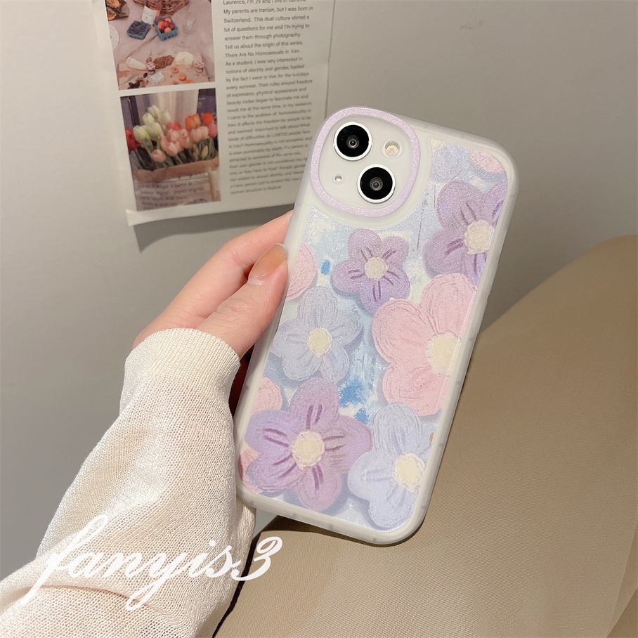 Ốp Điện Thoại Mềm Trong Suốt Họa Tiết Hoa Sơn Dầu Cho iPhone 14 13 12 11 Pro Max X XR Xs Max 8 7 6 6s Plus SE 2020