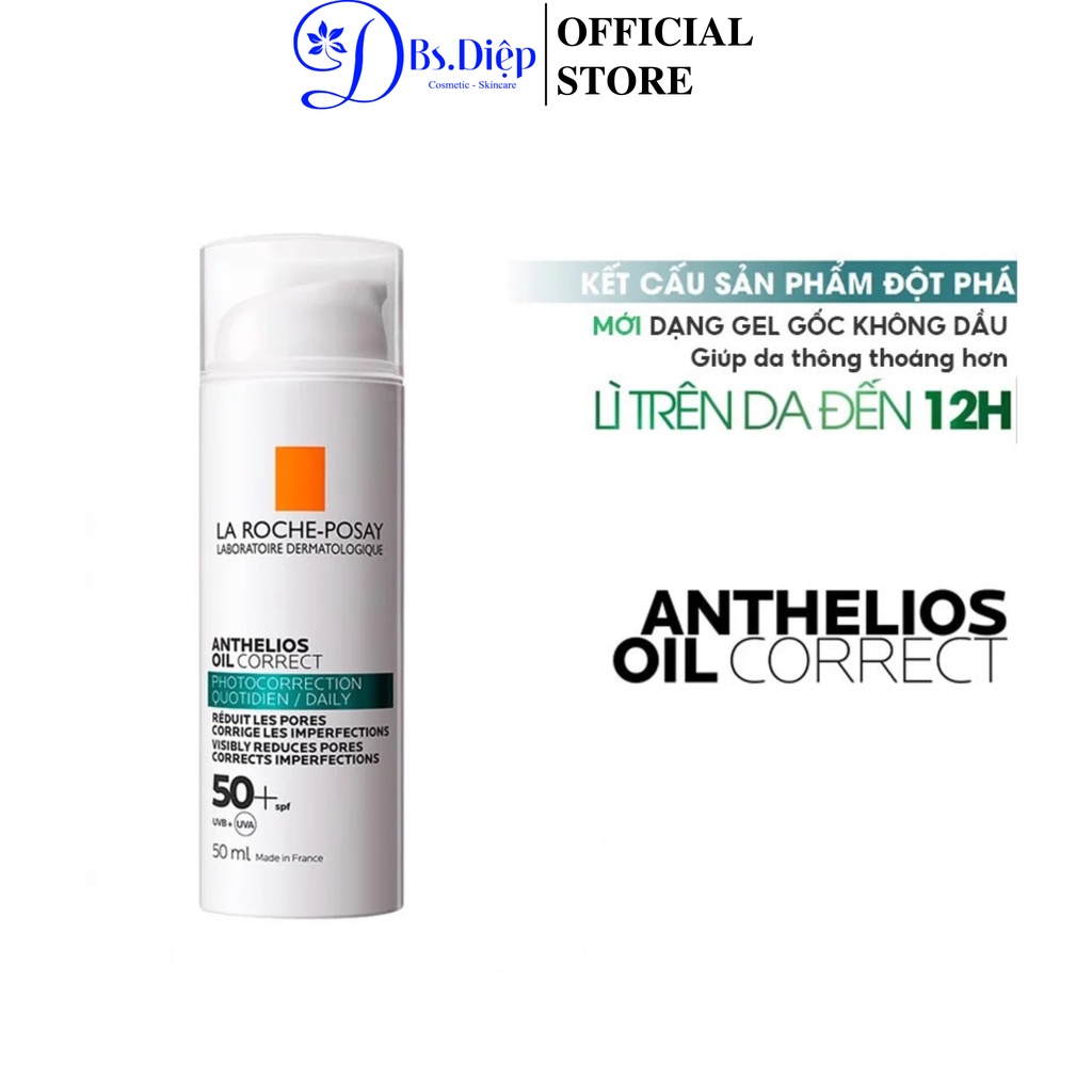 Kem Chống Nắng Laroche Posay Anthelios Oil Correct Giảm Mụn, Kiểm Soát Dầu, Se Khít Chân Lông Dành Cho Da Nhạy Cảm 50ml