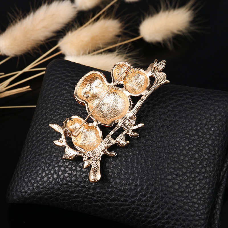 Trâm Cài Áo Hình Con Cú Đính Đá Và Ngọc Trai Phong Cách vintage