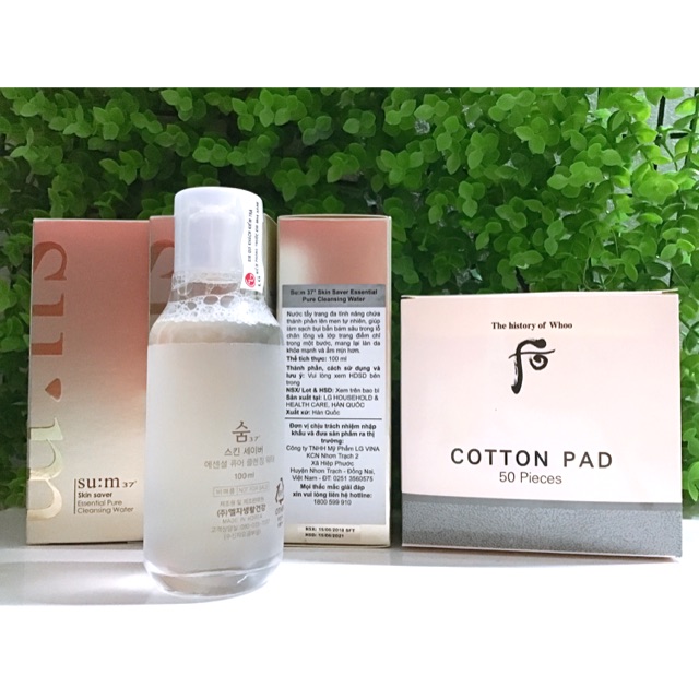 Combo 4 chai nước tẩy trang đa năng Su:m37° (thay cả sữa rửa mặt, cân bằng) tặng bông Ohui cao cấp/ mỹ phẩm chính hãng