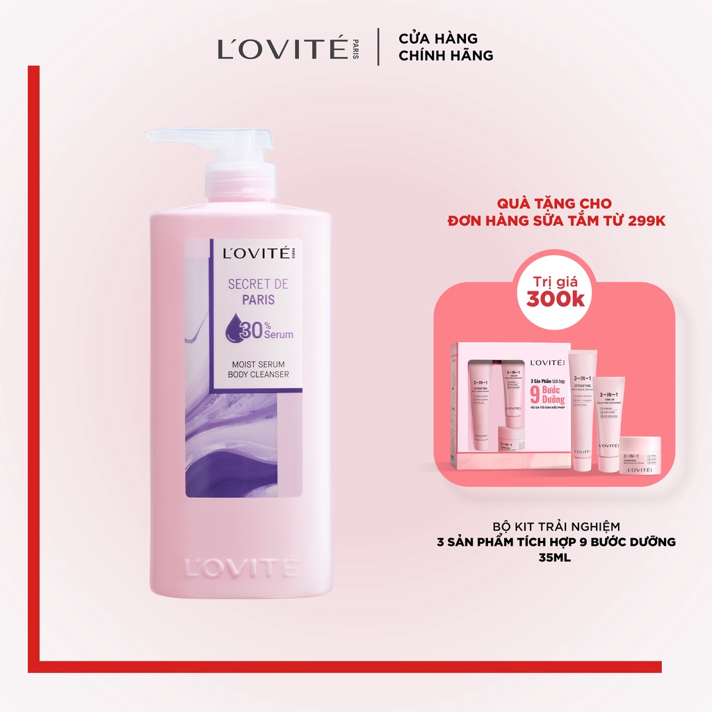 Sữa Tắm Dưỡng Ẩm Chứa Serum Dưỡng Da Mặt Lovite Làm Sạch Nhẹ Dưỡng Da Hương Paris Quyến Rũ 700ml