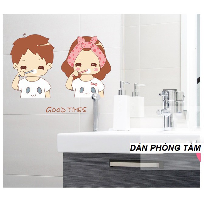 Decal dán tường ⚡ FREESHIP ⚡ Couple đánh răng AmyShop DBT001